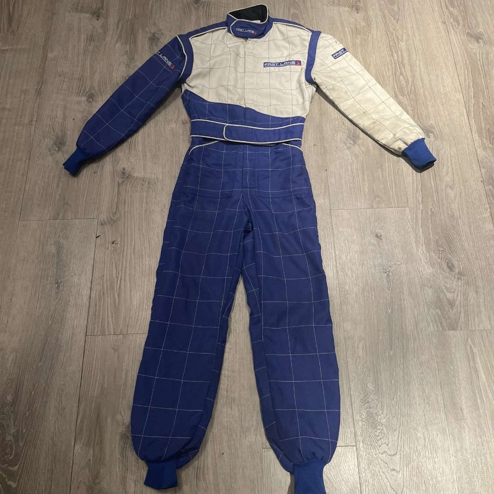 Small blue and white racing suit women youth fireproof
